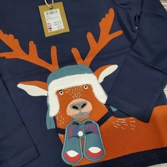 Joules Reindeer Moose Top Christmas Holiday Top Size 5 NWT - Picture 4 of 9